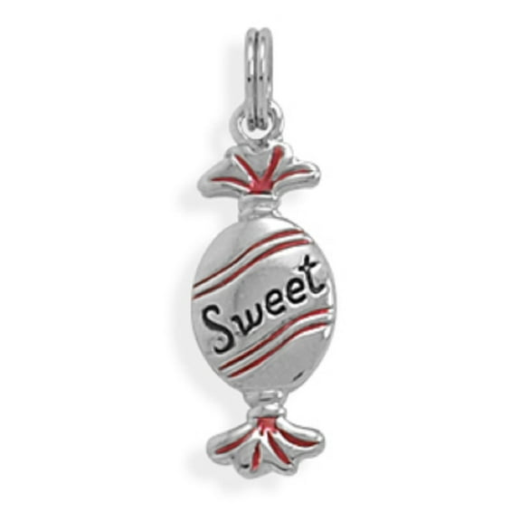 Sterling Silver 16" .8mm Box Chain 3D Individually Wrapped Hard Candy Pendant Necklace