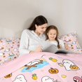 thumbnail image 4 of Feelyou Kawaii Ghost Twin Bedding, Happy Halloween Pumpkin Bedding Comforter Set, Pink Orange, Pink Reversible, 7-Piece, 4 of 7