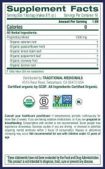 Traditional Medicinals, Organic Nighty Night Extra Valerian Root Herbal Tea Bags, 16 Count