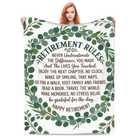 Retirement Blanket Gift, Happy Retirement Throw Blanket for Women Men, Retirement Party Decor and Gift for Coworker Teacher Nurse Mom, Cozy Home Blanket 50x40