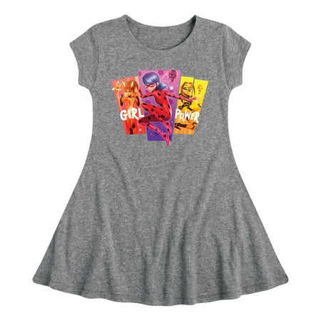 

Miraculous Lady Bug and Cat Noir - Girl Power - Toddler And Youth Girls Fit And Flare Dress