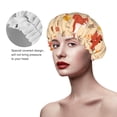thumbnail image 2 of KLL Cute Foxes Pattern Shower Cap & Bath Cap for Women,Reversible Oversized Waterproof Shower Caps for all Hair Lengths,Elastic Reusable Bathing Hair Cap, 2 of 6