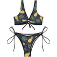 thumbnail image 2 of Dreamtimes Tropical Palm Leaves and Pineapple Bikinis Swimsuit Set for Women, X-Small, 2 of 7