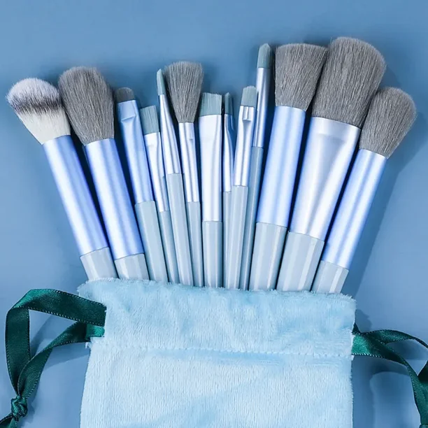 Juego de 13 brochas de maquillaje suaves y esponjosas para cosméticos, base, rubor, polvos, sombras de ojos, brochas de maquillaje Kabuki, herramienta de belleza
