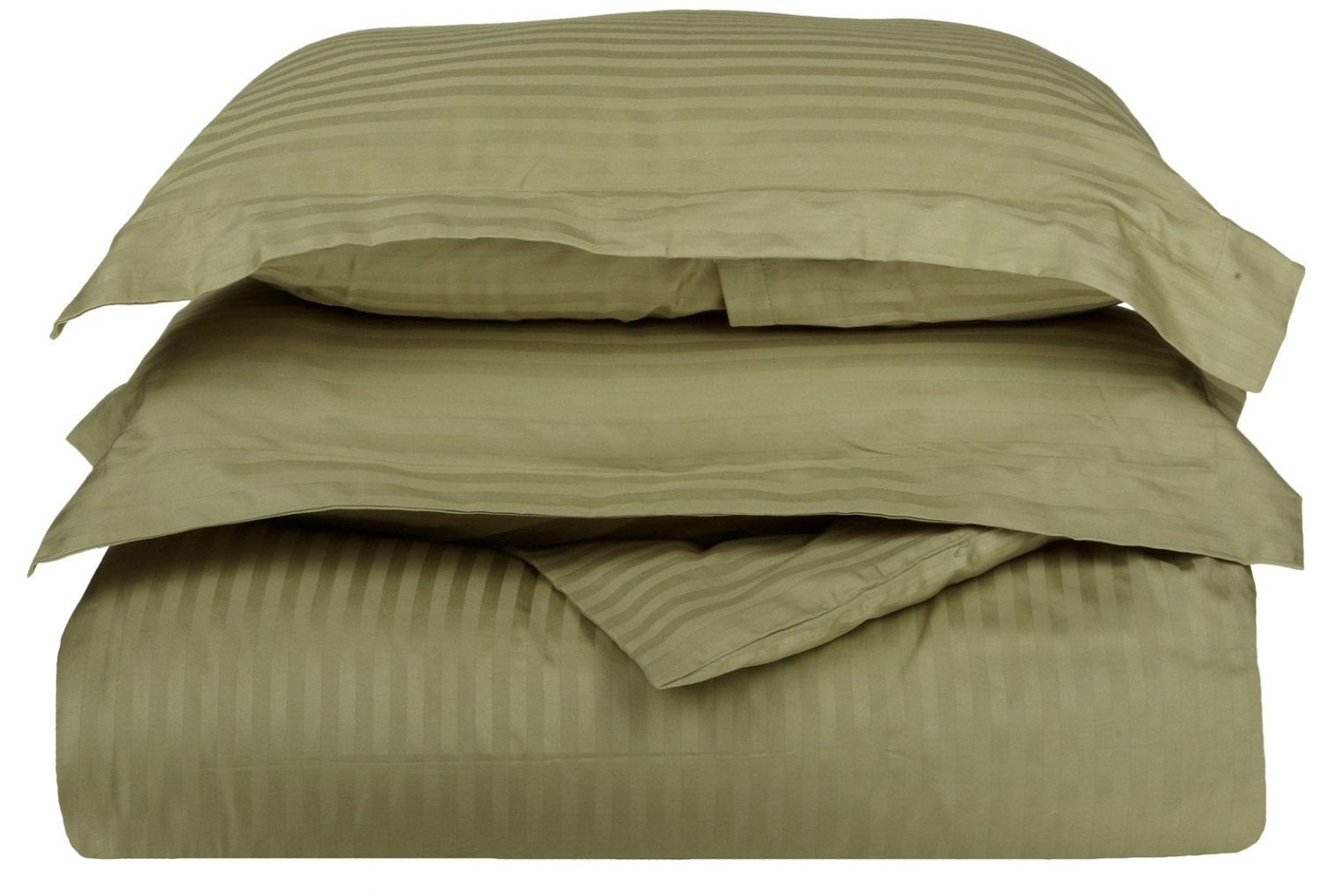 400Thread Count 100 Egyptian Cotton Elegant Stripes Duvet Cover Set Sage / King/Cal King