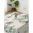 thumbnail image 3 of Teal Green Eucalyptus Suqare Tablecloth - 60 x 60 Inch, Farmhouse Weeping Leaves Linen Waterproof & StainResistant Tablecloth, Washable Oil-proof Table Cover for Dining/Party/Wedding/Camping/Buffet, 3 of 9