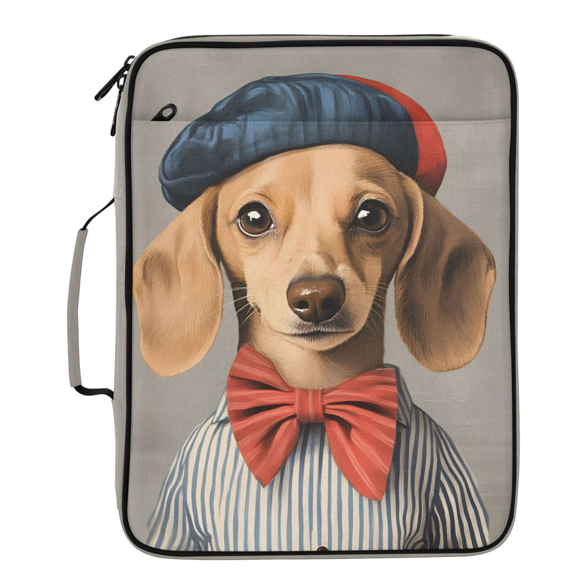 FORMRS Accordion File Folder A4 Size 7-Pocket Expanding Document Organizer Bag with 3 Ring Binder, Yellow Dog Artist
