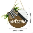 thumbnail image 3 of GeBuSn 30cm/11.81in Wooden Welcome Sign Round Garden Hanging Plaque With Greenery Design 30cm(12") Front Door Home Wall Hanging For Porch Patio & Indoor Use (A), 3 of 4