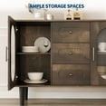 thumbnail image 4 of 47" Sideboard Buffet Cabinet with 3 Drawers & Fluted Glass Doors Modern Mid-Century Credenza Storage with Adjustable Shelves for Kitchen, Dining Room, 4 of 9
