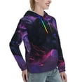 thumbnail image 6 of Uemuo Galactic Wolf Stare Pattern Women's Hoodie with Eye-catching Drawstrings- Casual Pullover Hoodie with Kangaroo Pocket, Stylish Hooded Sweatshirt-Medium, 6 of 7
