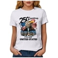 thumbnail image 5 of felwors Women's 250th Anniversary USA T-Shirt 1776-2026 Patriotic Eagle Flag Graphic Tee – Plus Size American Independence Day Top (White, L), 5 of 8