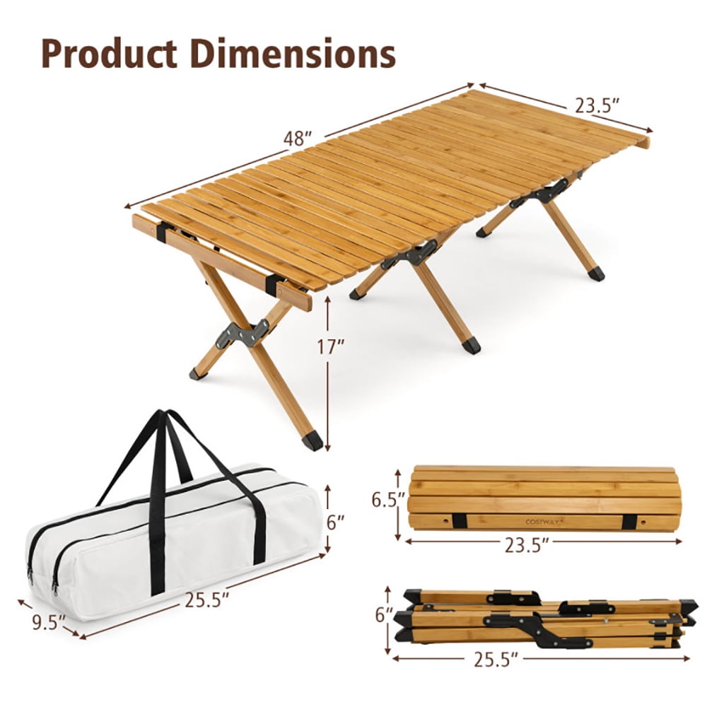 Aimee Lii Portable Picnic Table with Carry Bag for Camping and BBQ, Camp Tables PorTable Foldable, Natural Aimee Lii Portable Picnic Table with Carry Bag for Camping and BBQ, Camp Tables PorTable Foldable, Natural