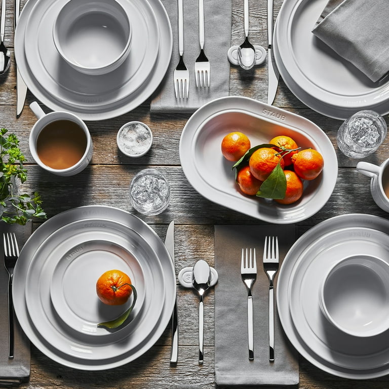 Staub Porcelain Dinnerware 4-pc 6-inch Appetizer Plate Set - White