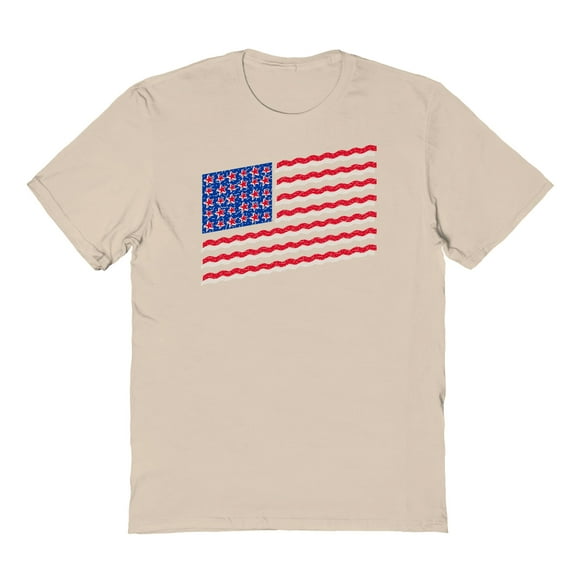 Americana Pop Flag Graphic Sand Men's Cotton T-Shirt