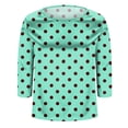 thumbnail image 5 of Women’s Polka Dot Print Satin Blouse Crew Neck Half Sleeve Relaxed Fit Top for Casual Daily Wear Cyan XL, 5 of 7