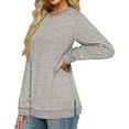 thumbnail image 2 of Fantaslook Sweatshirt for Women Long Sleeve Tunic Tops Color Block Crewneck Sweatshirts Side Split, 2 of 5