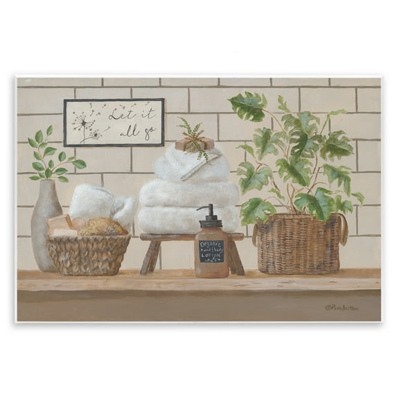 Comforting Bathroom Spa Still Life Wall Plaque Art, 19 x 13, Made In USA