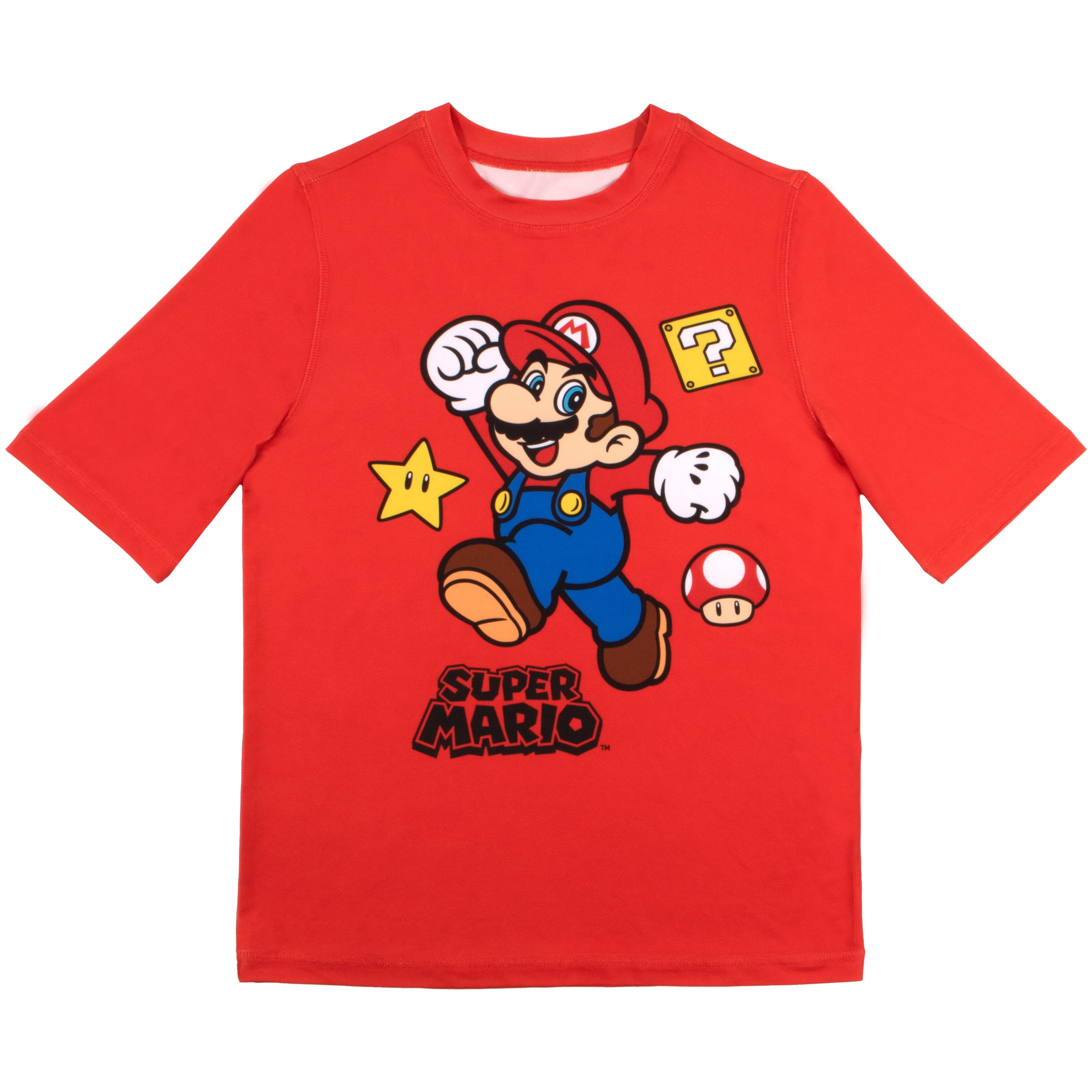 Nintendo Super Mario Bros Boys Swim Wear Rash Guard Set Super Mario 2 Piece Set Boys Swimsuit Boys Rash Guard Boy Swim Trunks (Sizes 4-12)
