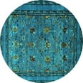 thumbnail image 1 of Ahgly Company Machine Washable Indoor Round Oriental Turquoise Blue Traditional Area Rugs, 8' Round, 1 of 4