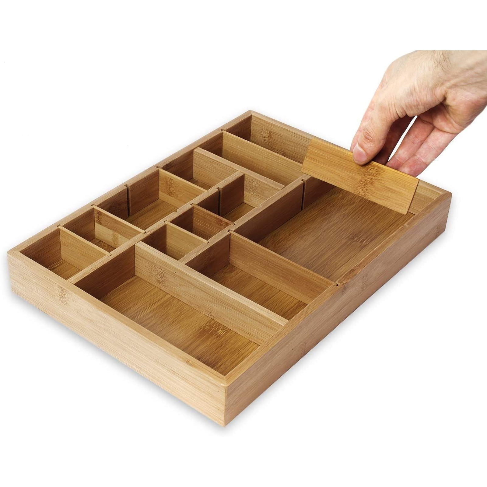 Kitchen Drawer Organizer with Removable Dividers - Silverware Organizer - Cabinet Organizer for Utensils and Cutlery - Utility Drawer, Bamboo, 14 X 10 ...
