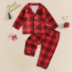 thumbnail image 2 of Pijamas navideños para niños, niñas y niños, con estampado de Papá Noel y cuadros, camisas de manga larga, pantalones, ropa de estar por casa, ropa de dormir, 1 a 5 años, 2 of 5