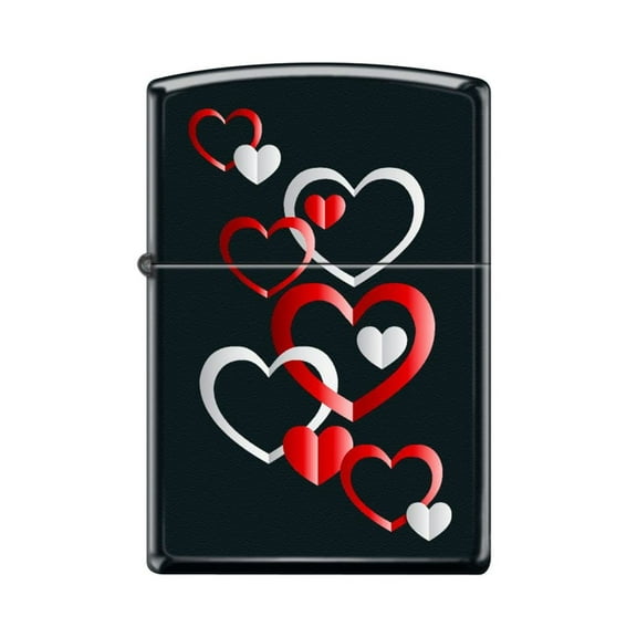 Zippo Lighter - Personalized Custom Message Engraved on Backside for Hearts Love Valentines Black Matte #Z5142