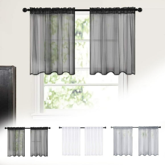 Solid Colour Short Curtains for Kitchen and Bathroom with Privacy Sheer Fabric Easy Care Washable Window Treatments for Small Windows and Apartments Sopatenor