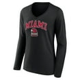 thumbnail image 2 of Women's Black Miami University RedHawks Campus Long Sleeve V-Neck T-Shirt, 2 of 3