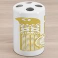 thumbnail image 1 of Yellow and White Ceramic Toothbrush Holder, Abstract Bird in Scandinavian Folkloric Style Retro Design Floral Motif, Decorative Versatile Countertop for Bathroom, 4.5" X 2.7", Mustard White, 1 of 4
