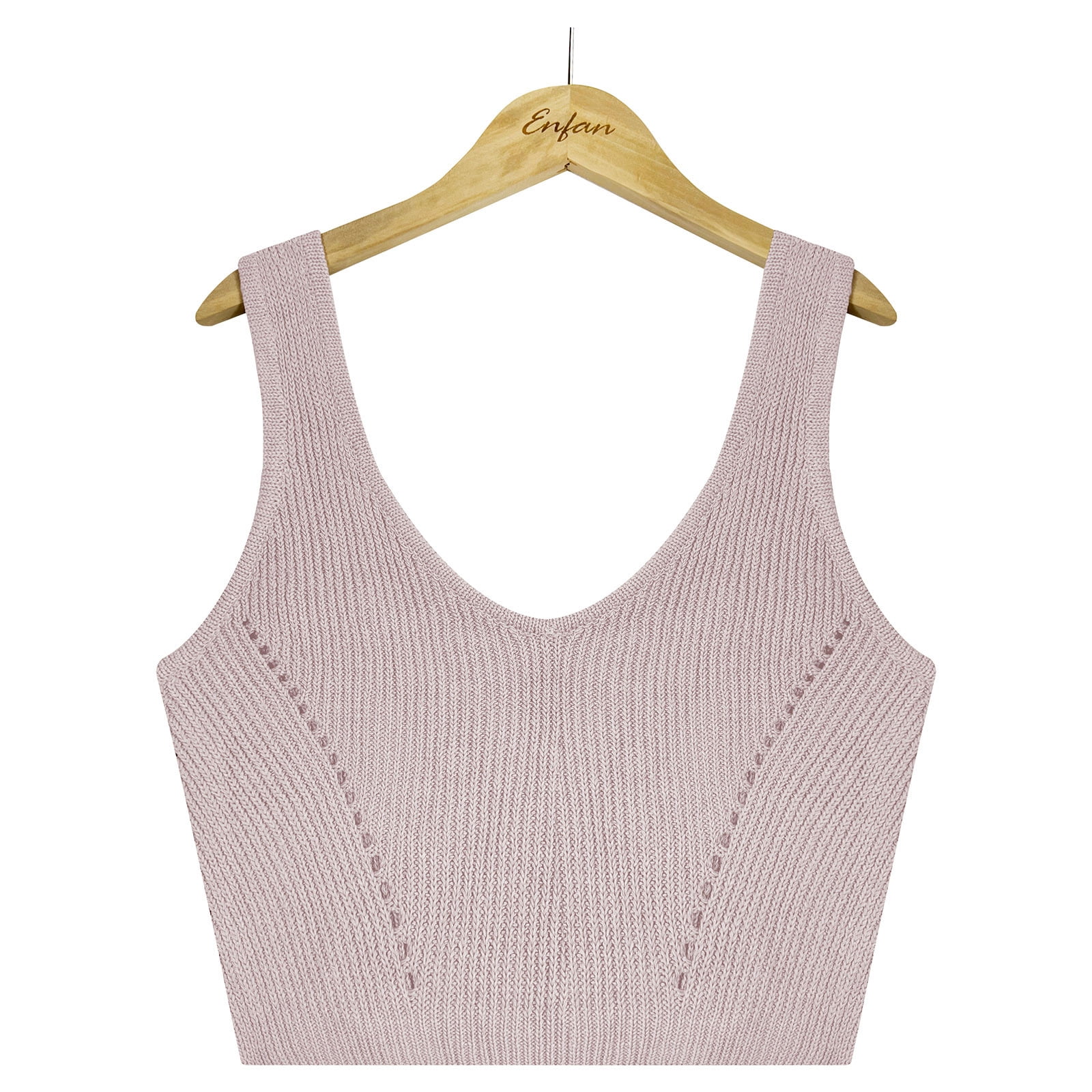 Cute Crop Tops for Women,Pink Bow Camisole Knit V Neck Tank Tops