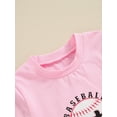 thumbnail image 6 of Suealasg Toddler Baby Girl Baseball Outfit Letter Print Round Neck Short Sleeve Tops + Elastic Waist Baseball Shorts 2Pcs Infant Summer Casual Clothes Set, 6 of 8