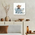 thumbnail image 5 of HFDF Cow Pictures Wall Decor Highland Cow Bathroom Decor, Funny Highland Cow Wall Art Print, Cow Bathtub Poster, Funny Animal Artwork for Bedroom 24x16inch Framed, 5 of 7