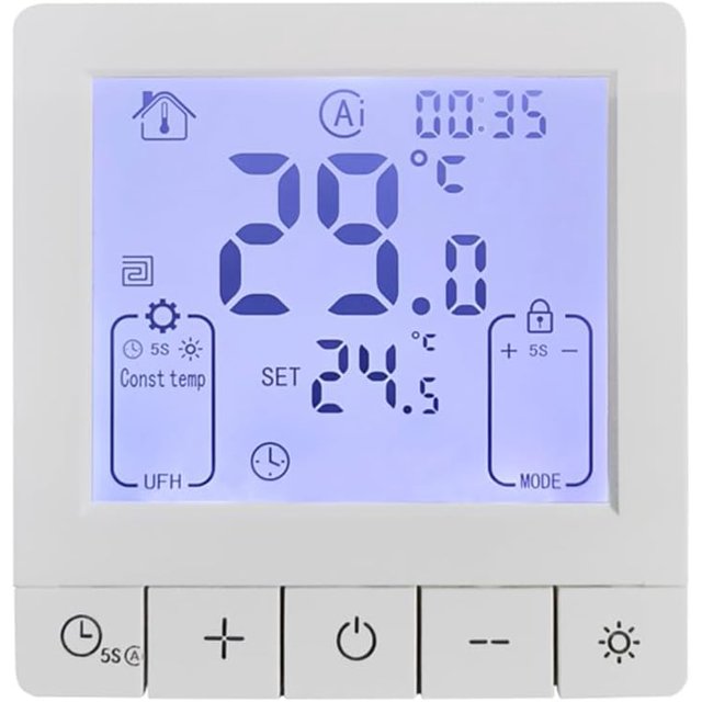 HUGFEGWE Smart Thermostat for Home Programmable Temperature Control IP20 Protection 24H Timed On/Off Digital Thermostat for 3A Water Underfloor Heating U2537-0212