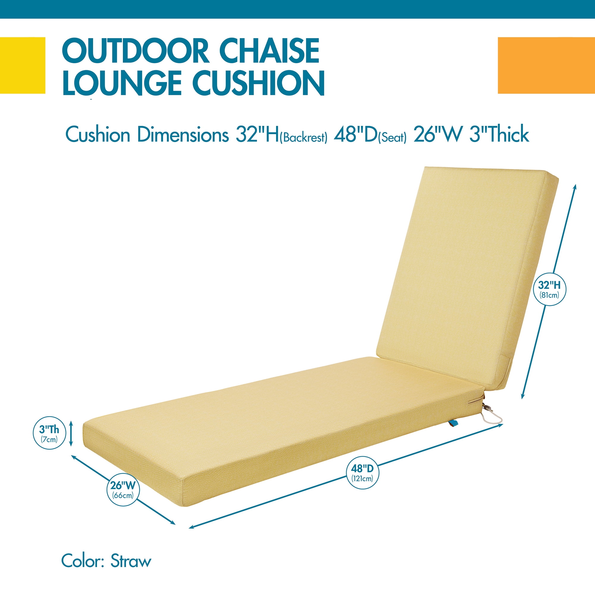 DUCKCOVERS® Weekend All-Weather Outdoor Chaise Cushion