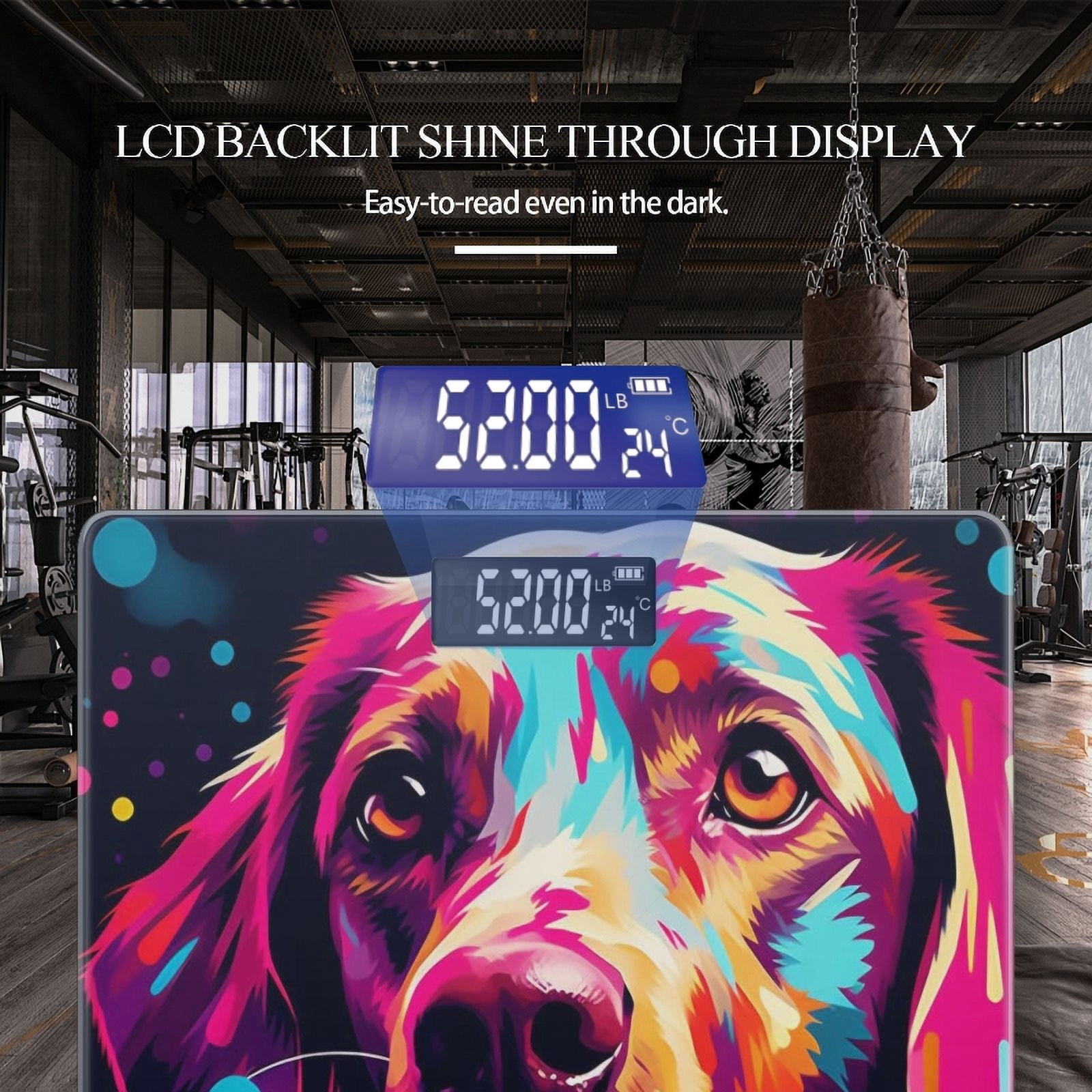 High Precision Body Weight Scale Smart Bathroom Scales with Large LCD Display(400lbs),Decorative for Bedroom-Colorful Vector Art Of Bulldog