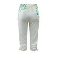thumbnail image 6 of symoid Womens Capris- Summer Casual Drawstring Printed Cropped Pants Green L, 6 of 6