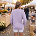 thumbnail image 6 of Crewneck Sweatshirts Women Casual Lightweight Fall Fashion Pullover Tops Oversized y2k Clothes Light Purple XXL, 6 of 9