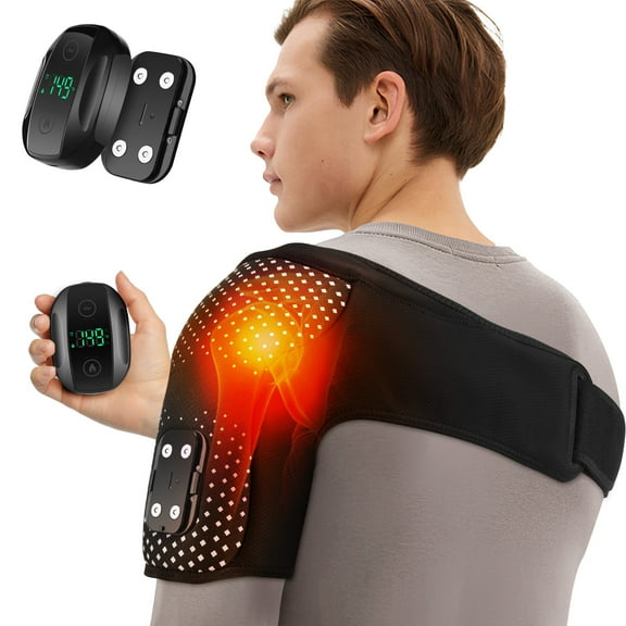 Heated Shoulder Wrap Massager Cordless Shoulder Heating Pad for Neck Shoulder Muscle Relax - 6 Heat & 3 Vibration, 5000mAh Battery Vibration Shoulder Wrap, Rotator Cuff Support for Men & Women
