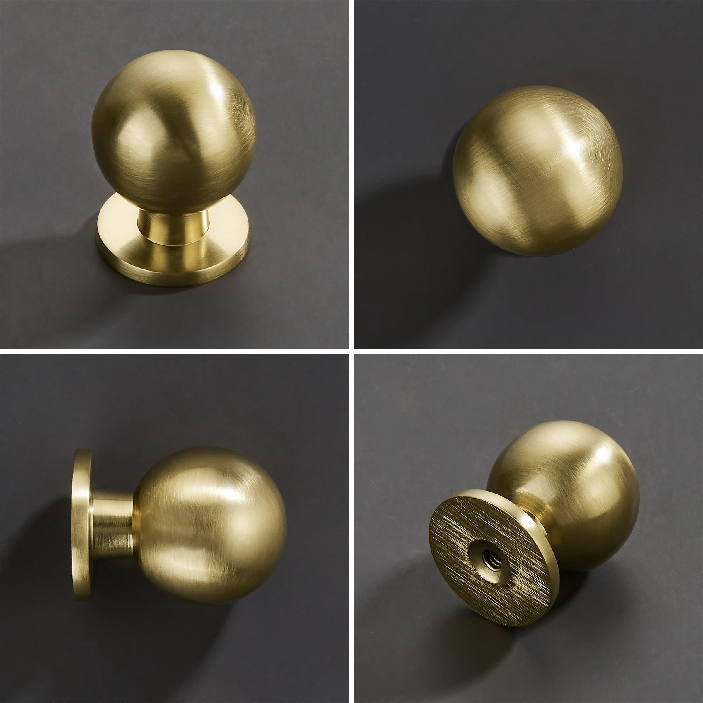 10 Pack 1 Inch (25mm) Diameter Round Solid Vintage Antique Brass Cabinet knobs，Pulls for cabinets and Drawers,Ball Knobs Cabinetry Hardware