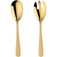 thumbnail image 1 of Juegos de servidores de ensalada de acero inoxidable con cuchara y tenedor para ensalada, utensilios de cocina para cocina, aptos para lavavajillas simples y clásicos (dorado), 1 of 5