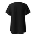 thumbnail image 4 of DondPO Tshirts Shirts for Women Short Sleeve Shirts Spring And Summer Stylish Elegant V Collar Tops Pleated Sleeve Blouse For Women Womens Tops Business Casual Tops Black L, 4 of 5