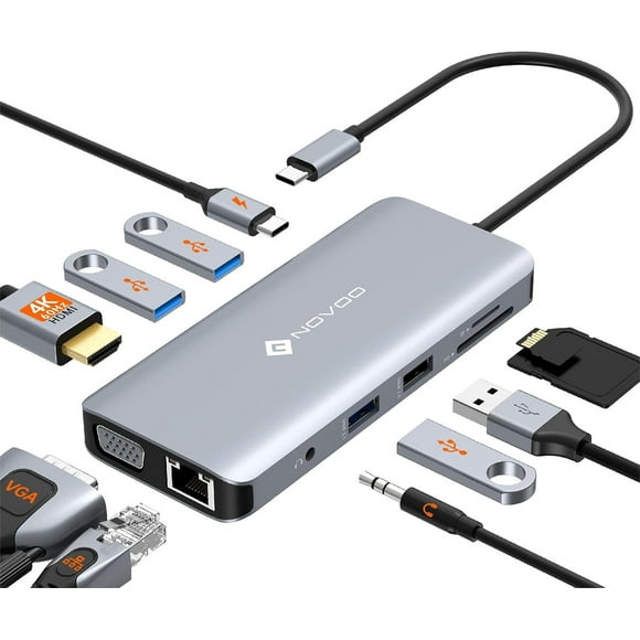 shiyou-USB C Docking Station Dual Monitor 11 in 1, USB C HUB Multiport Adapter 4K60Hz HDMI, VGA, PD 100W, Gigabit Ethernet, 4*USB-A, SD/TF, Audio/Mic Dock Compatible for MacBook M1 M2, Dell HP Lenovo