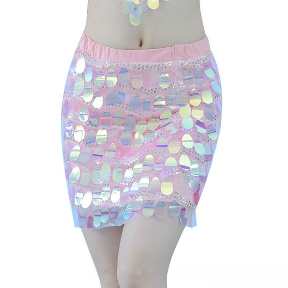 EDFBUYKRS Female Skirts Knee Length Skirts for Women Fall Petite Carnival Sequin Bodycon Mini Skirt Figure Stretch Fitted Partywear Clubwear Evening Celebration Attire