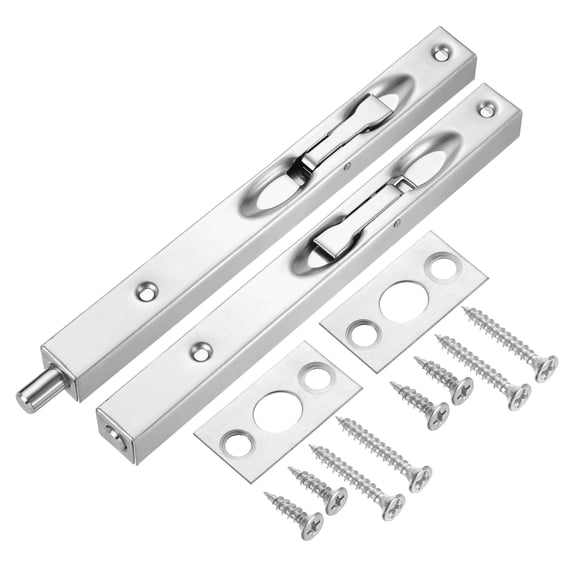 Flush Bolt, 8" 304 Stainless Steel Security Door Guard Latch 2Pack, Silver
