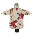 thumbnail image 2 of Oversized Wearable Blanket Hoodie,Beige Christmas Santa and Animal Pattern Sherpa Blanket Hoodie with Super Pockets,Super Warm Fuzzy Pullover for Women & Men, 2 of 6