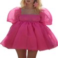 thumbnail image 1 of PENGXIANG Femmes Bouffant Manches Tulle Princesse Robe Cou Carré Volant Mesh Mariage Fête de Bal Fée Été Mini Dres, 1 of 8