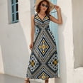 thumbnail image 3 of Maxi Dress White Vintage Ethnic Dress Female Geometric Kawaii V Neck High Waist Streetwear Printed Boho Beach Long Dresses, 3 of 7