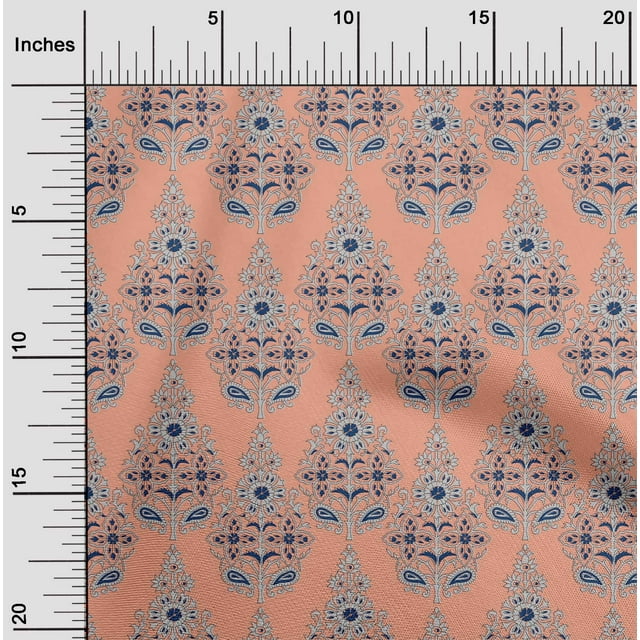 oneOone Cotton Poplin Fabric Floral & Paisley Block Printed Craft Fabric BTY 56 Inch Wide