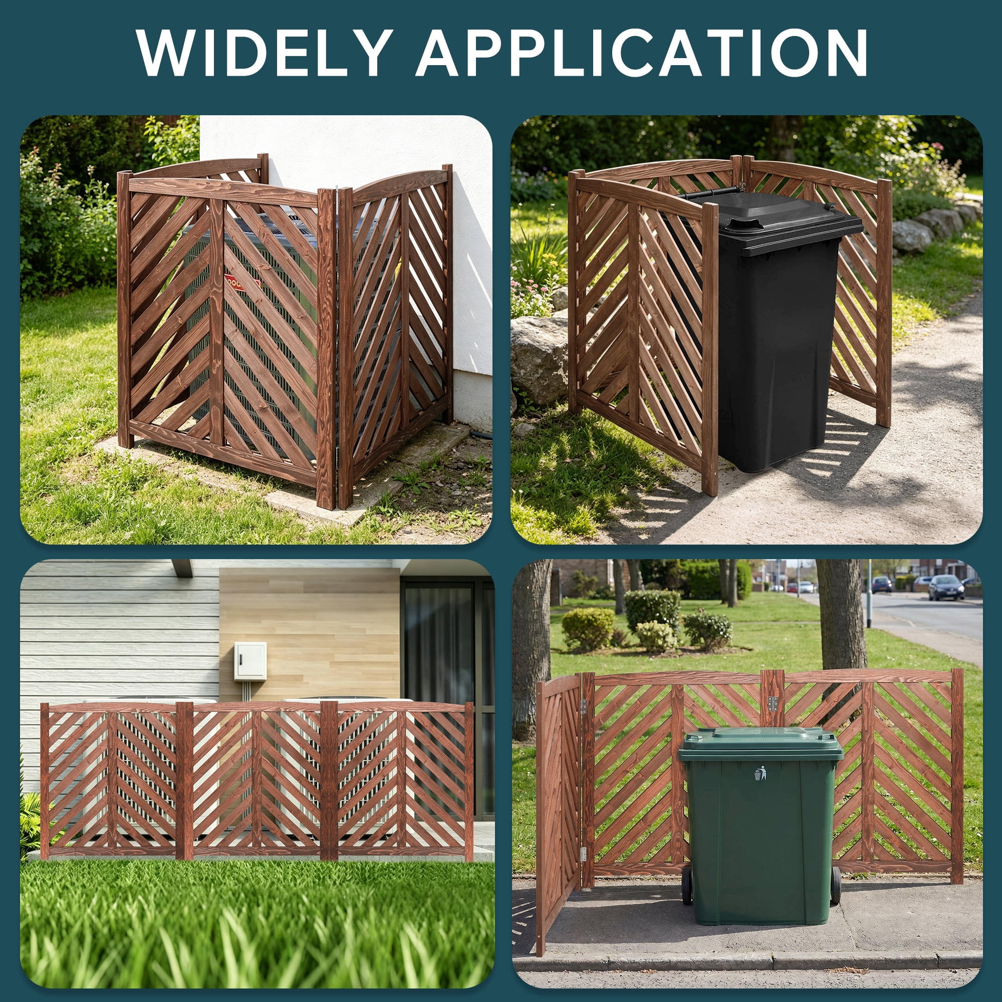 Air Conditioner Fence Screen, Outside Cedar Privacy Fence 3 Panels to Hide AC & Trash Enclosure, 33"W x 38"H