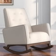 thumbnail image 2 of Fauteuil Berçant Dalston de Style Mi-Siècle Moderne à Dossier Fixe en Tissu de Lin, Crème, 2 of 6